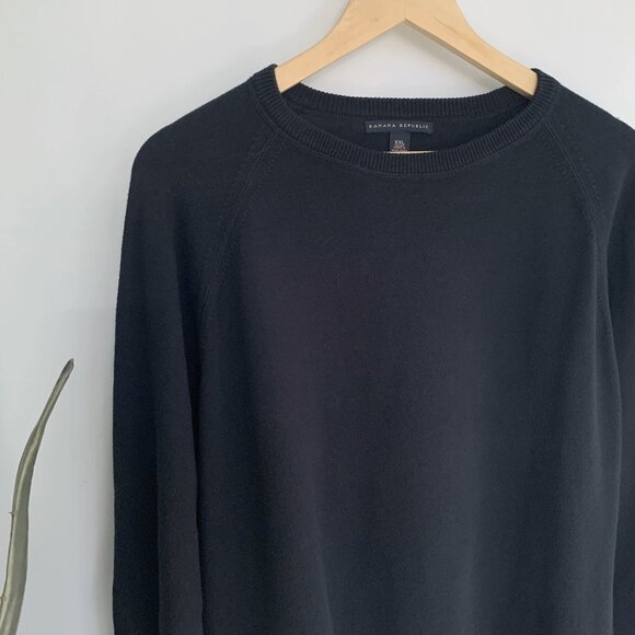 Banana Republic Stretch Cotton Crew Neck Sweater XXL Black - Picture 1 of 4